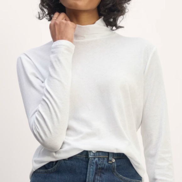 everlane turtleneck long-sleeve t-shirt - white, size s - Picture 1 of 7